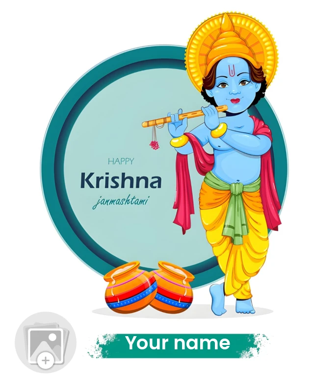 The Flute of Vrindavan — Janmashtami Poster template