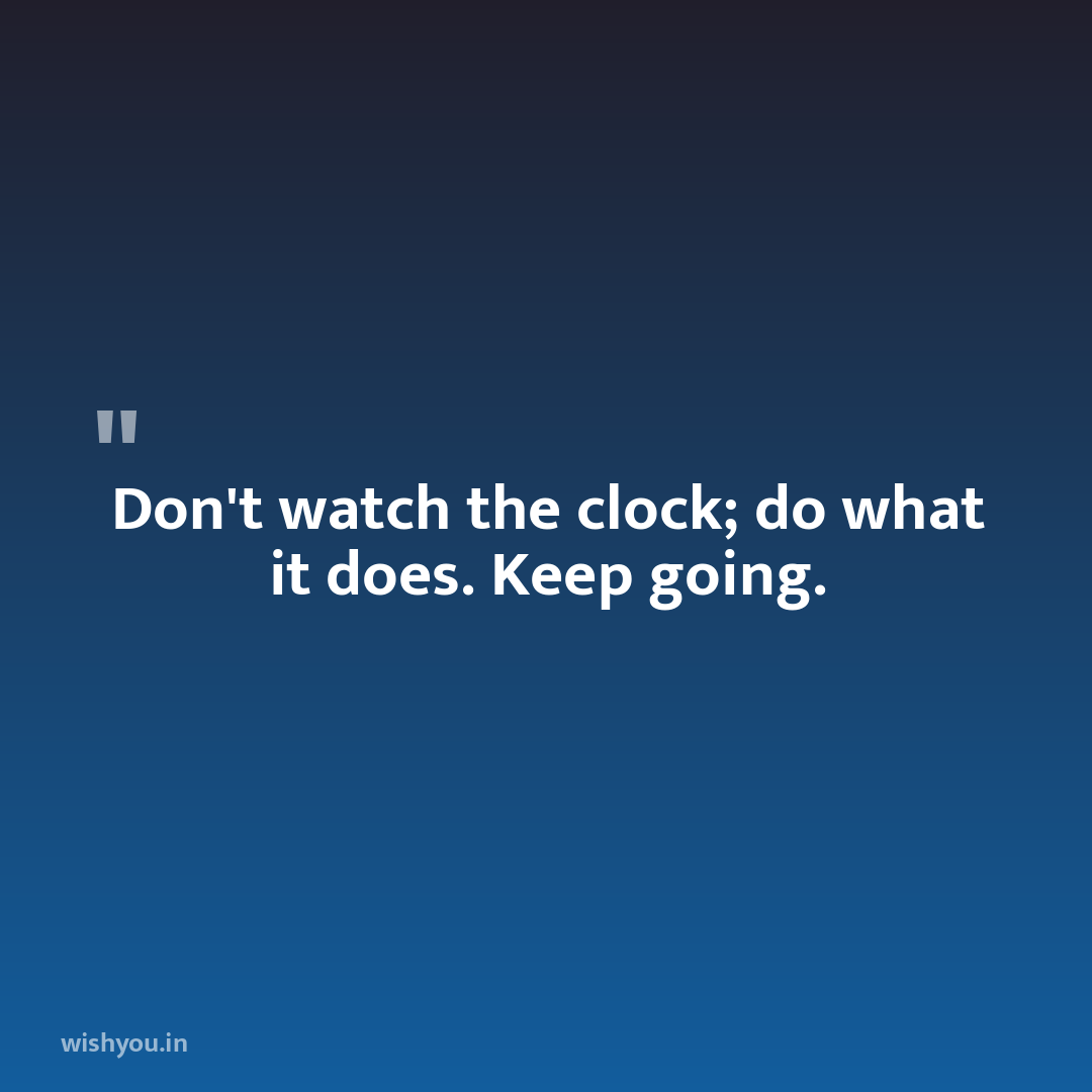 Don't watch the clock; do what it does. Keep going.