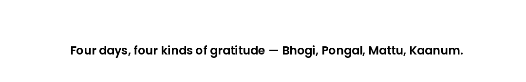 Four days, four kinds of gratitude — Bhogi, Pongal, Mattu, Kaanum.