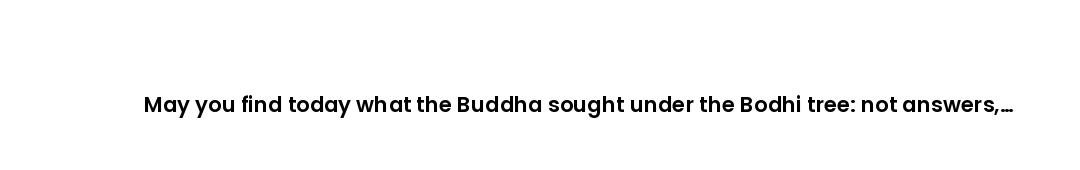 May you find today what the Buddha sought under the Bodhi tree: not answers, but stillness enough to...