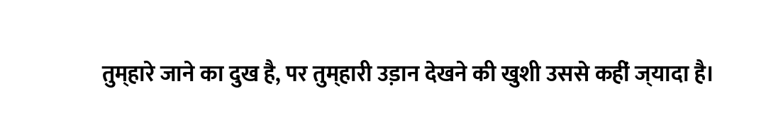 तुम्हारे जाने का दुख है, पर तुम्हारी उड़ान देखने की खुशी उससे कहीं ज्यादा है।