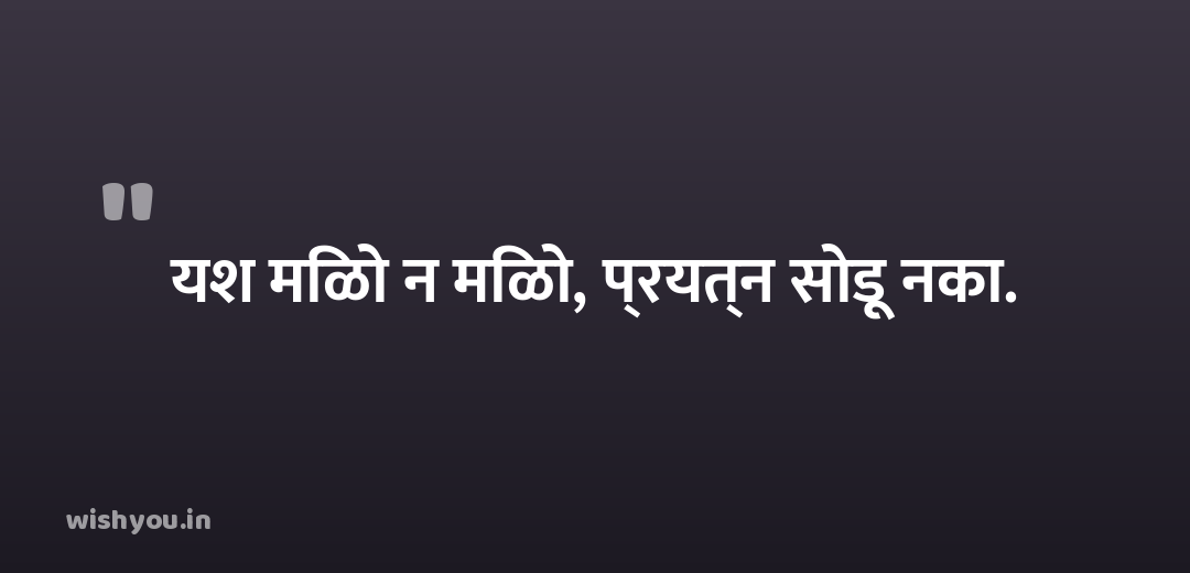 यश मिळो न मिळो, प्रयत्न सोडू नका.